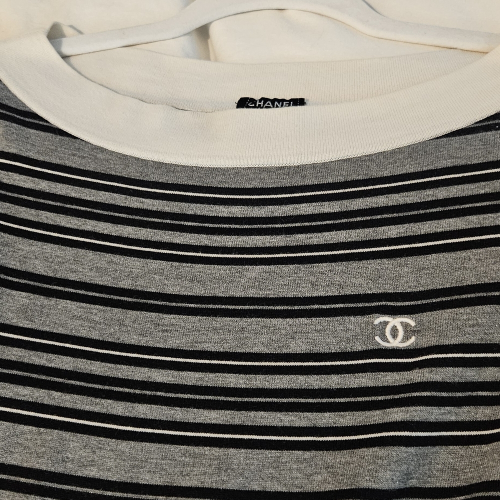 Chanel Striped Gray and Black Dress 34 - Picture 7 of 9